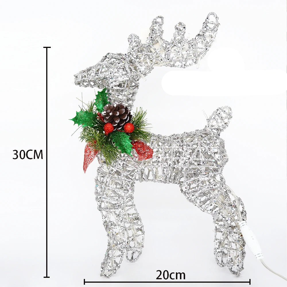 Cerf Argenté Lumineux Décoratif Noël 30 cm