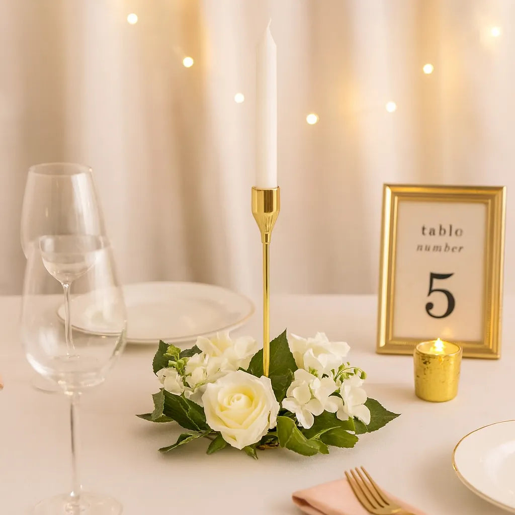 Chandelier à Couronne de Fleurs Blanches