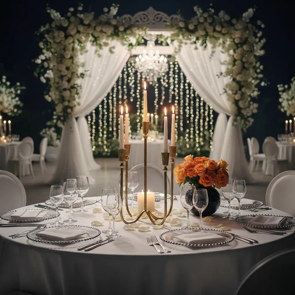 Chandelier Mariage Vintage à 5 Têtes Romantique