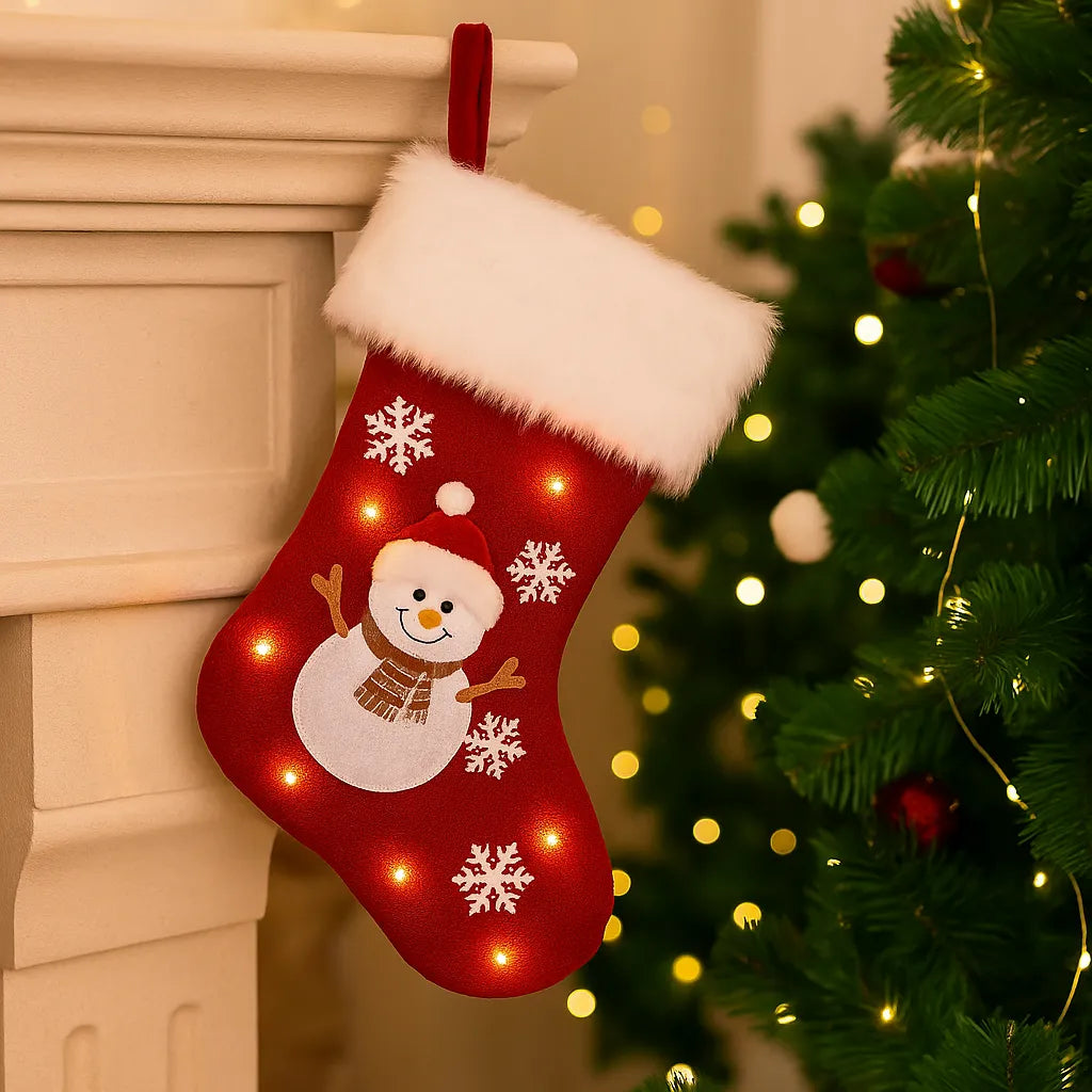 Chaussette Noël Bonhomme de Neige Led mignonne