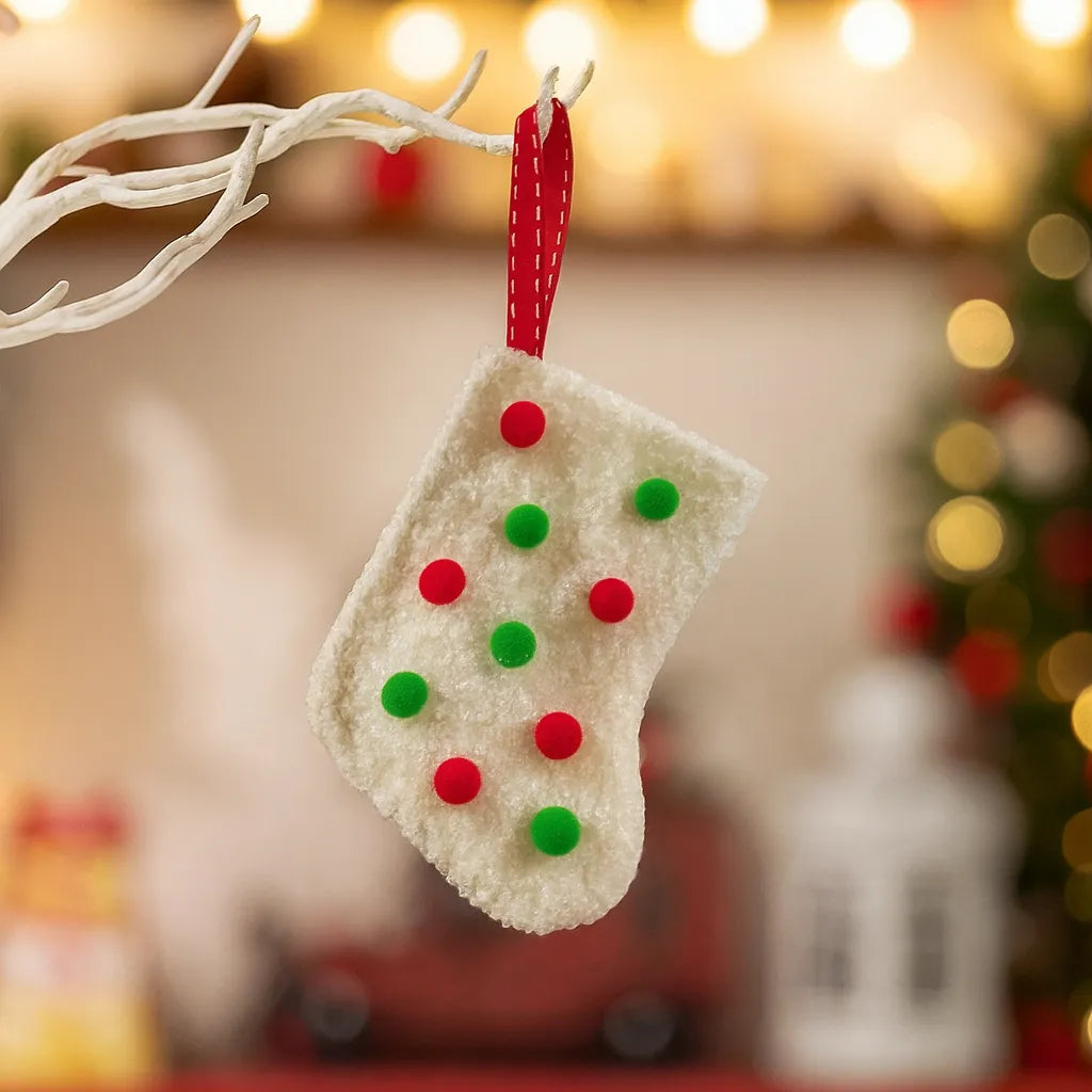 Chaussette Noël Décorative Blanche chic