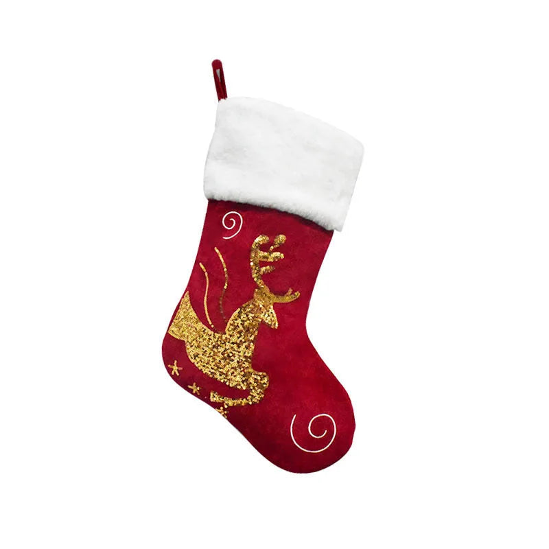 Chaussette Renne de Noël Doré