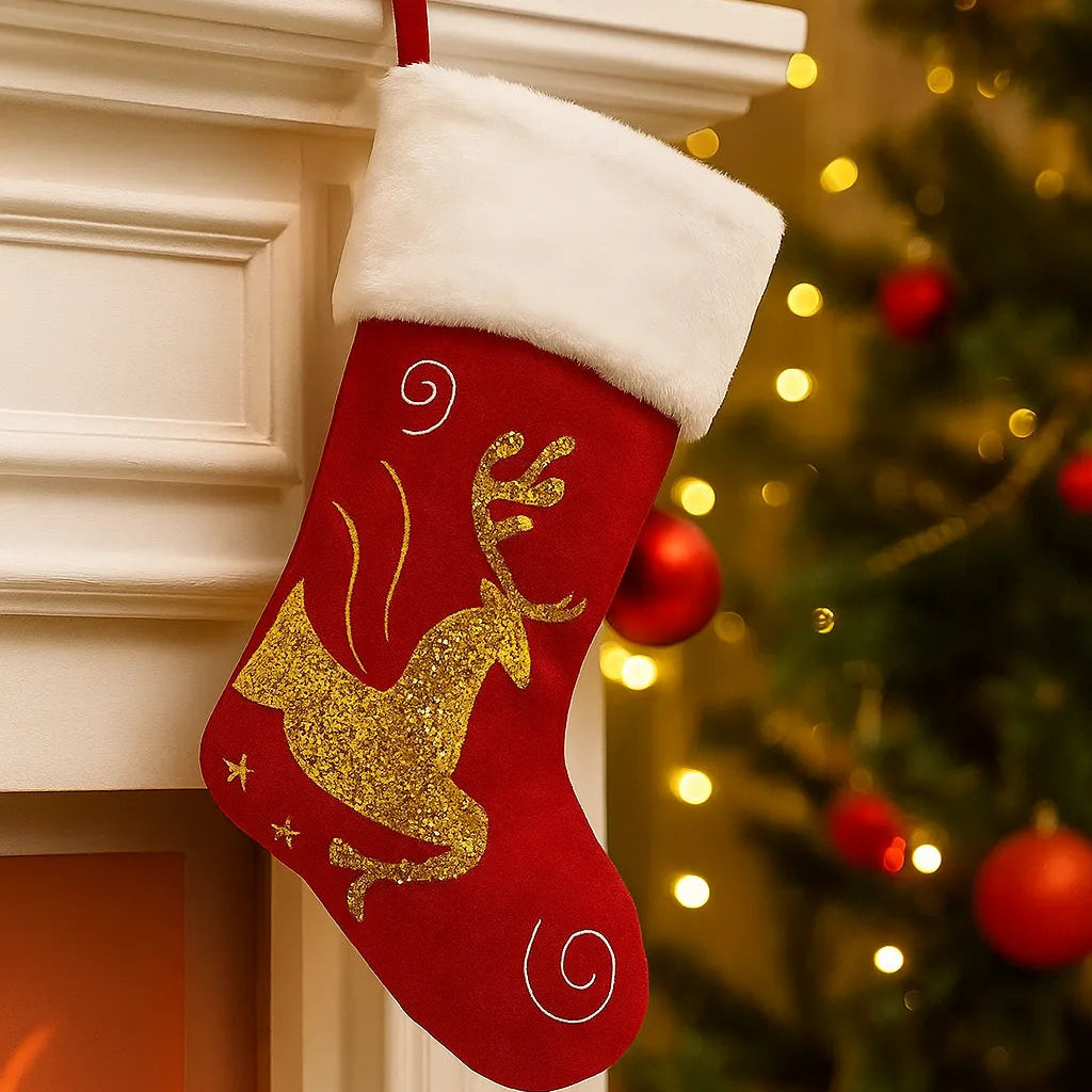 Chaussette Renne de Noël Doré chic