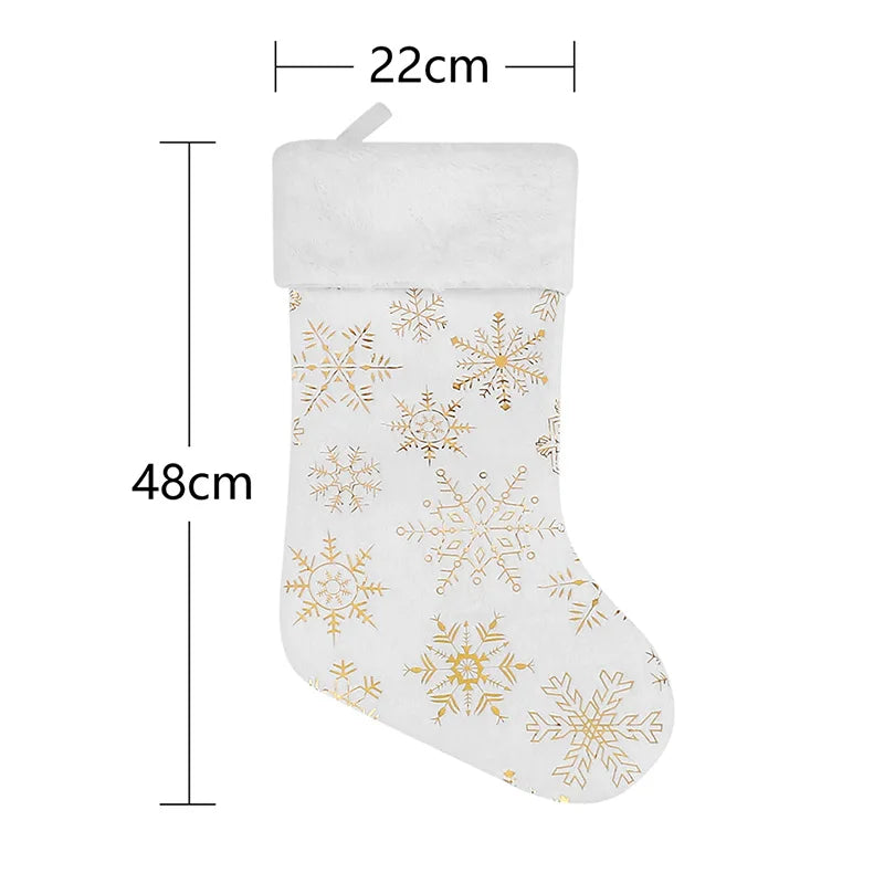 Chaussette de Noël Douce à Flocons Dorés chic