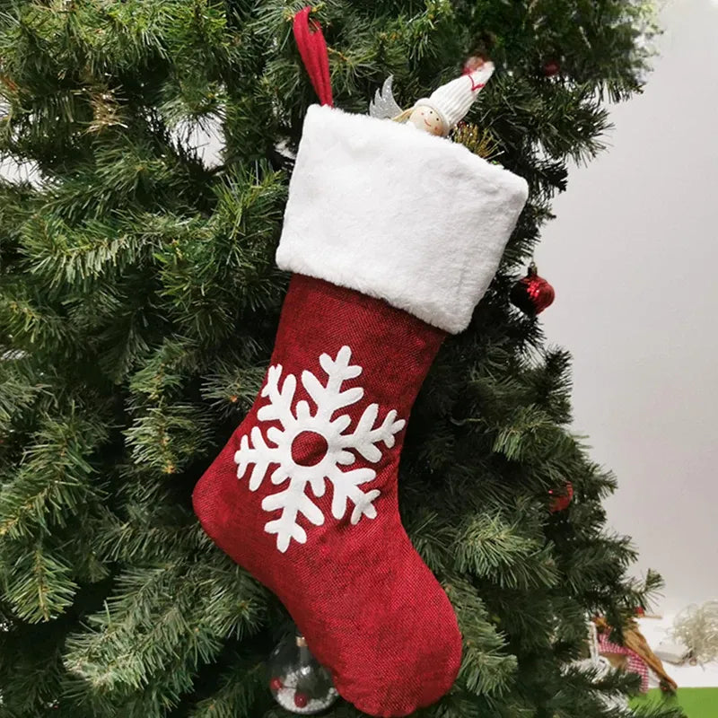 Chaussette de Noël Flocon à Fourrure.