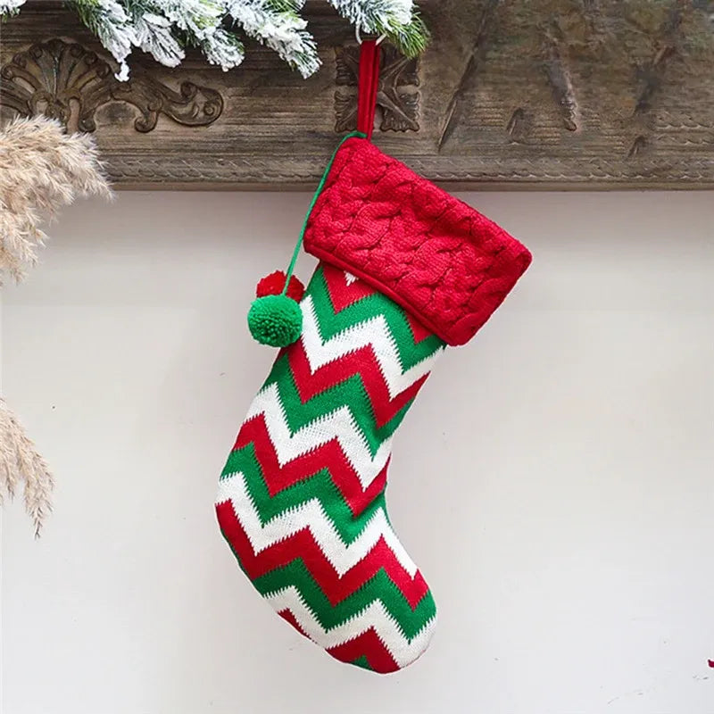 Chaussette de Noël à Motifs Géométriques.