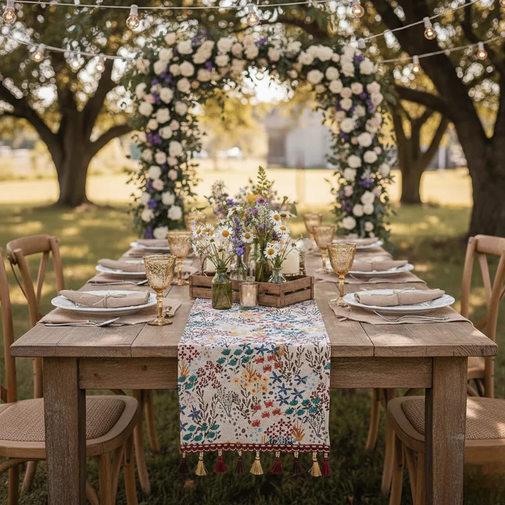 Chemin de Table Floral Vintage Mariage