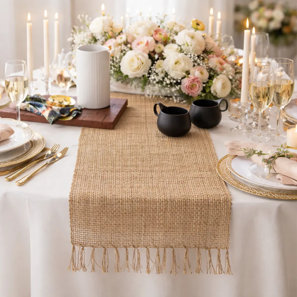 Chemin de Table Mariage en Jute Naturel