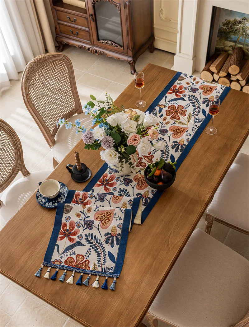 Chemin de Table Noël Blanc et Bleu