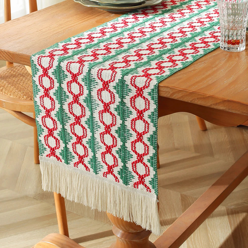 Chemin de Table Noël Boho à Franges
