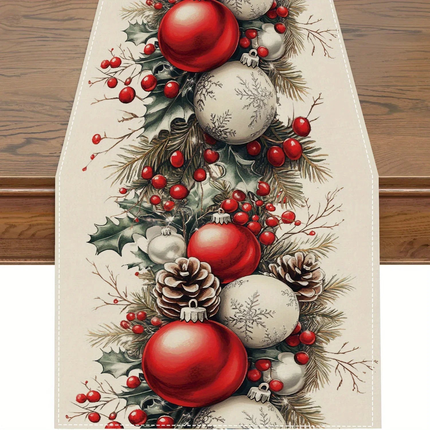 Chemin de Table Noël Rouge et Blanc Chic