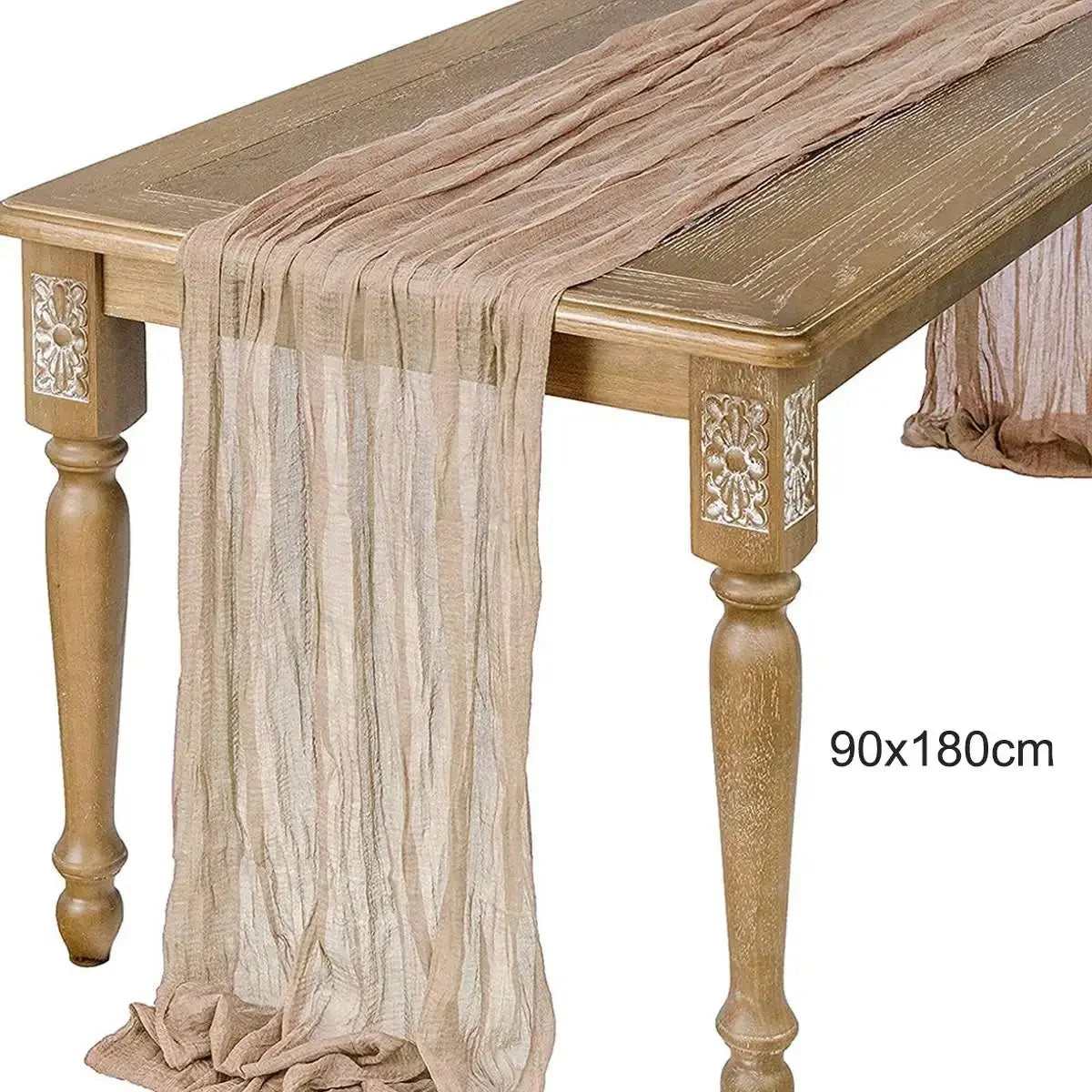 Chemin de Table Noël en Gaze Beige