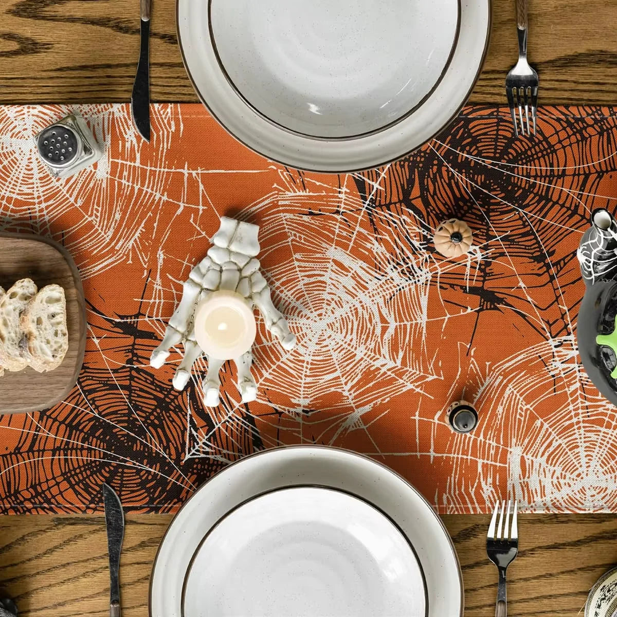 Chemin de Table Orange Toile d’Araignée