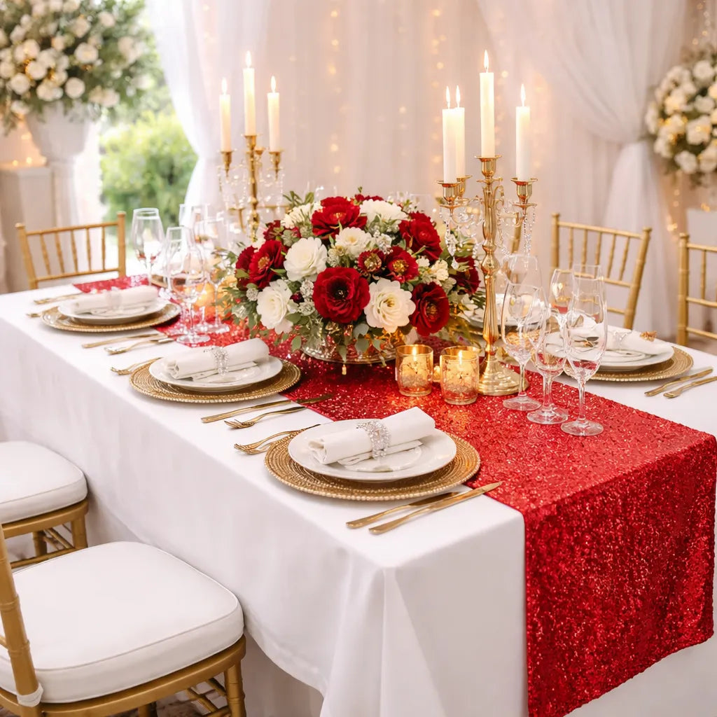 Chemin de Table Rouge Mariage