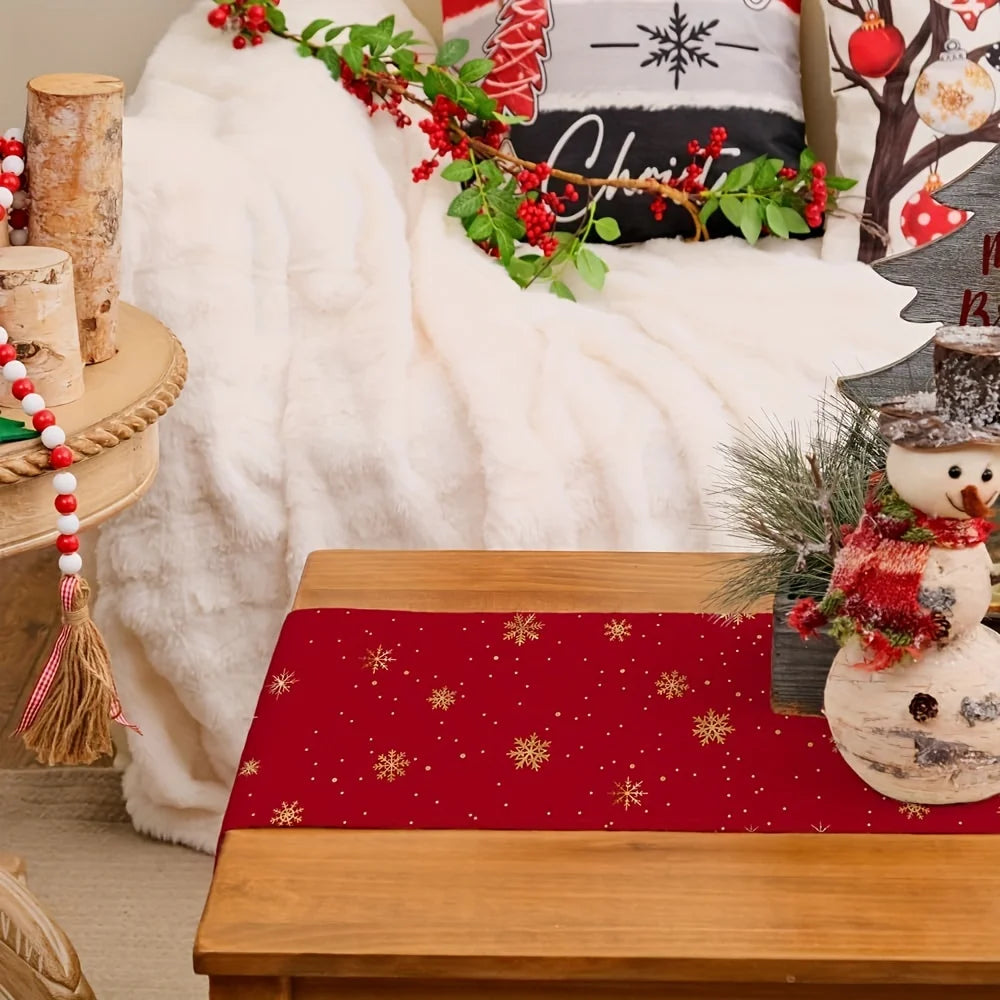 Chemin de Table Rouge à Sapins Élégant Chic