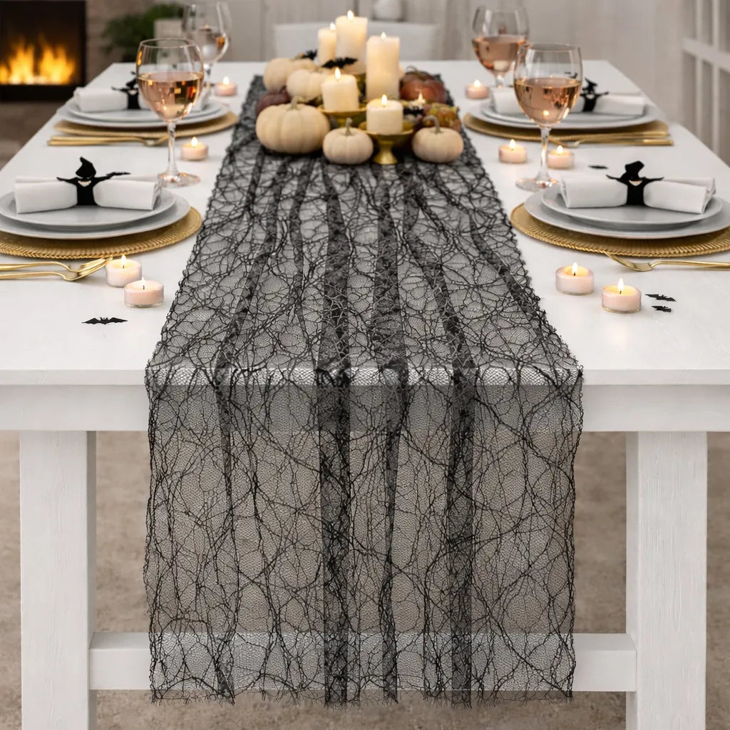 Chemin de Table en Dentelle Noire chic