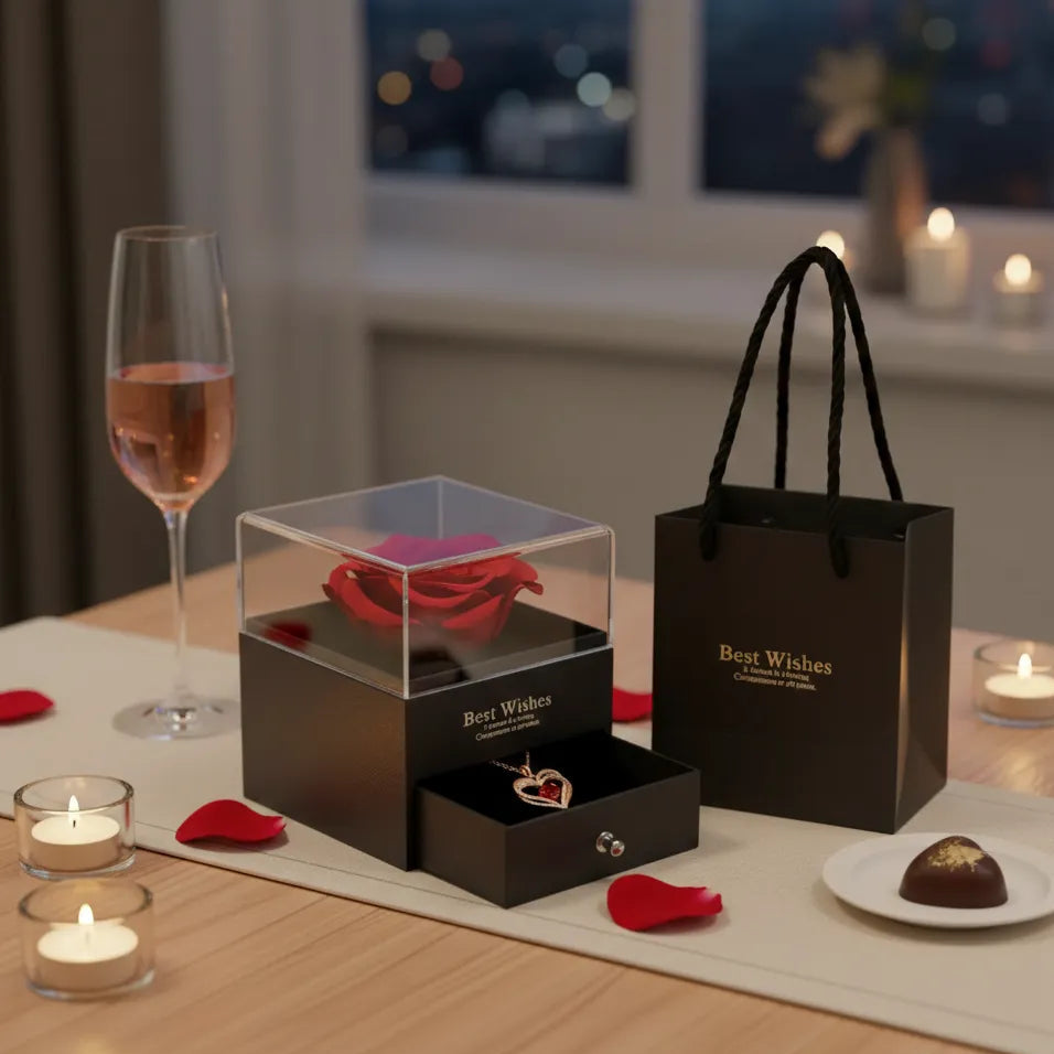 Coffret de Rose et de Collier Cœur
