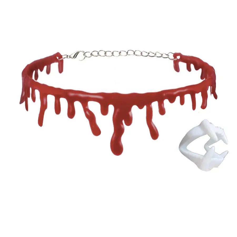 Collier Faux Sang et Dents de Vampire accessoire