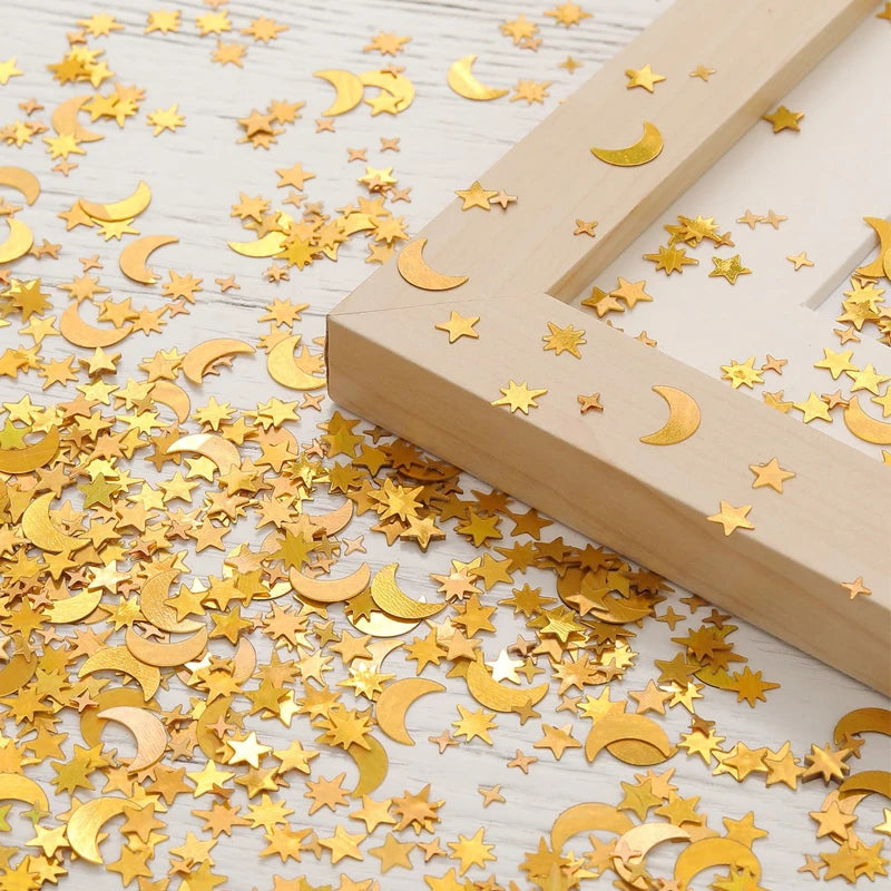 Confettis Lunes et Etoiles Dorés