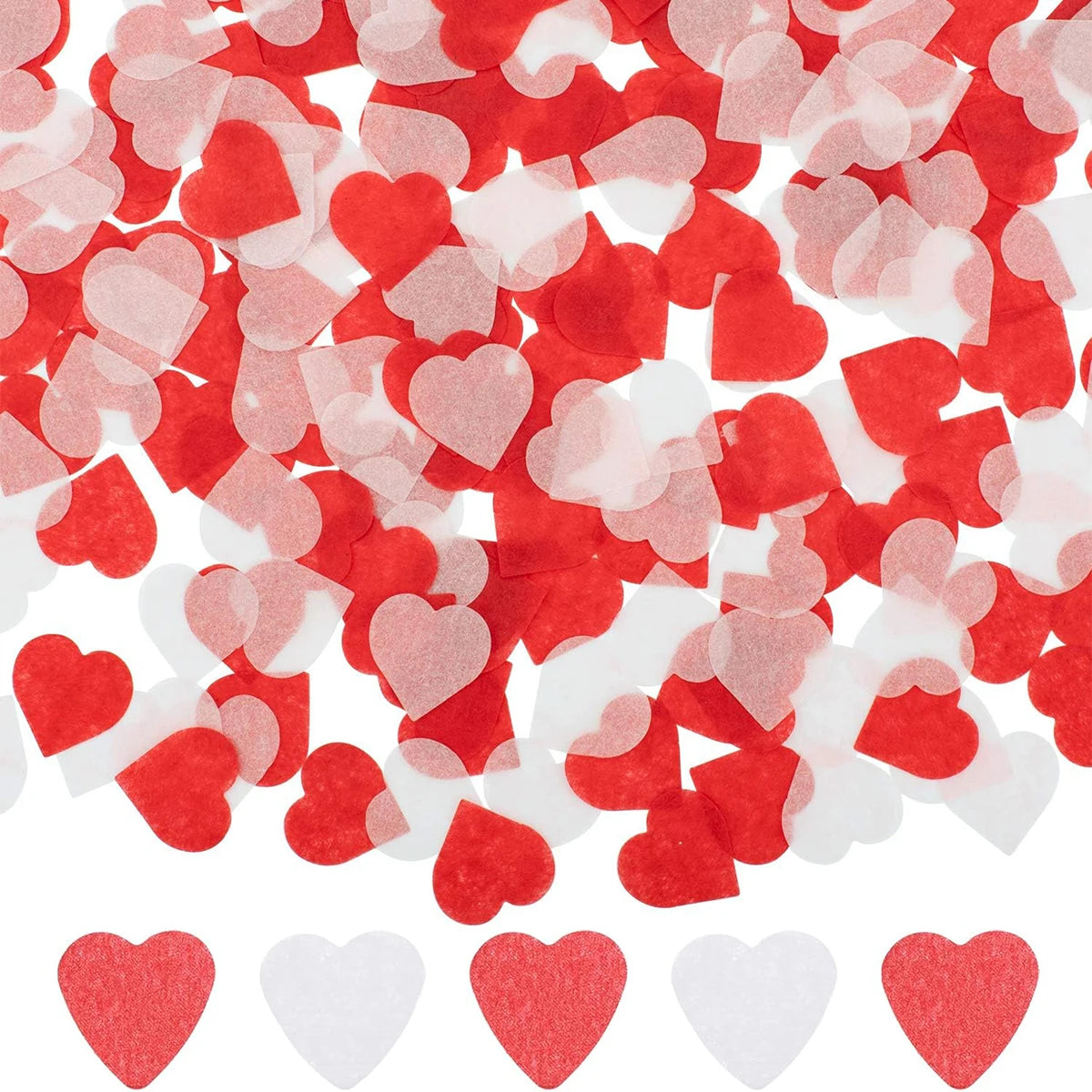 Confettis de Table Cœurs Rouges et Blancs chic