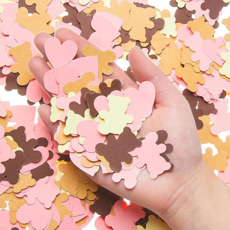 Confettis de Table Ourson Rose et Brun Original