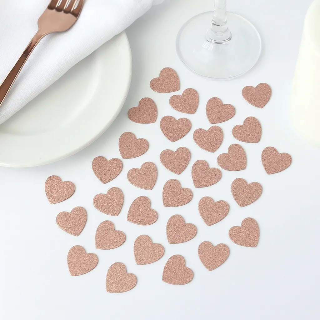 Confettis de Table en Papier Cœurs Rose Gold