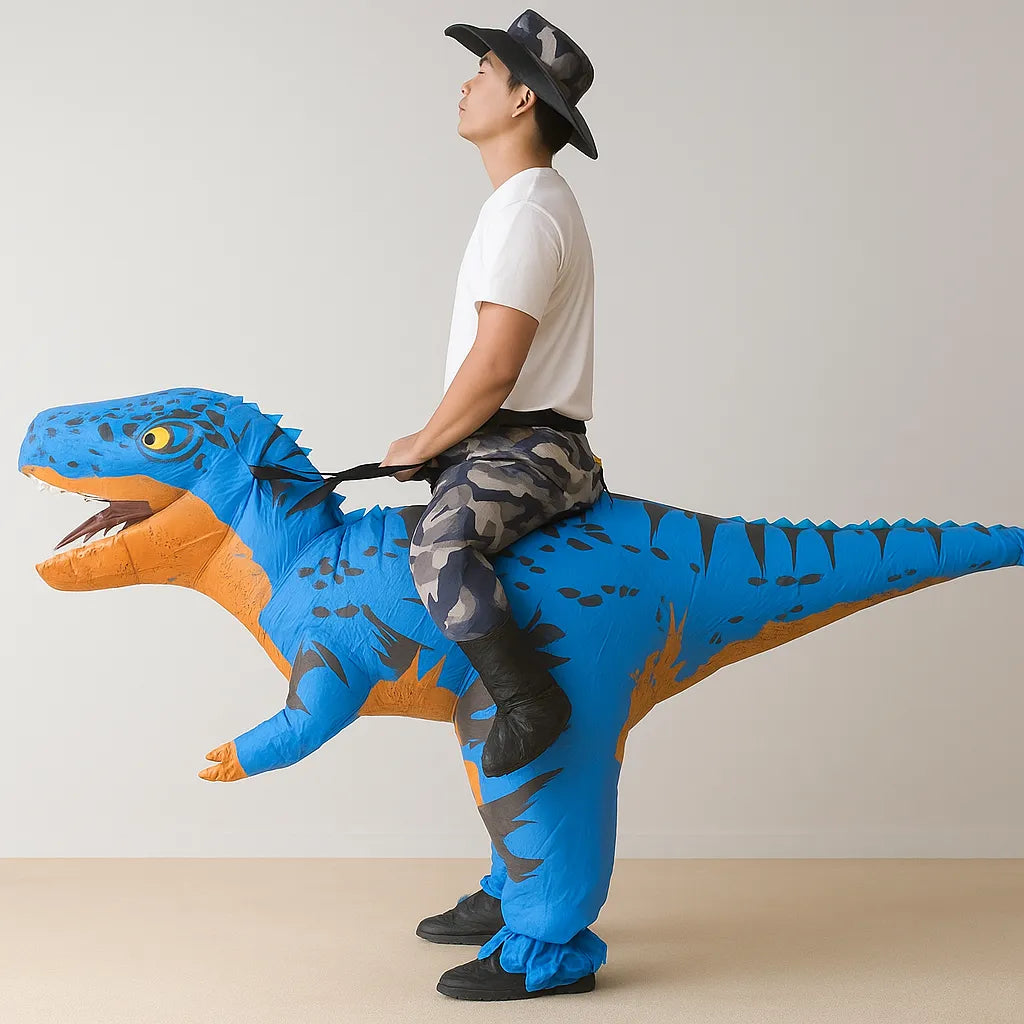 Costume Cavalier Dinosaure Bleu