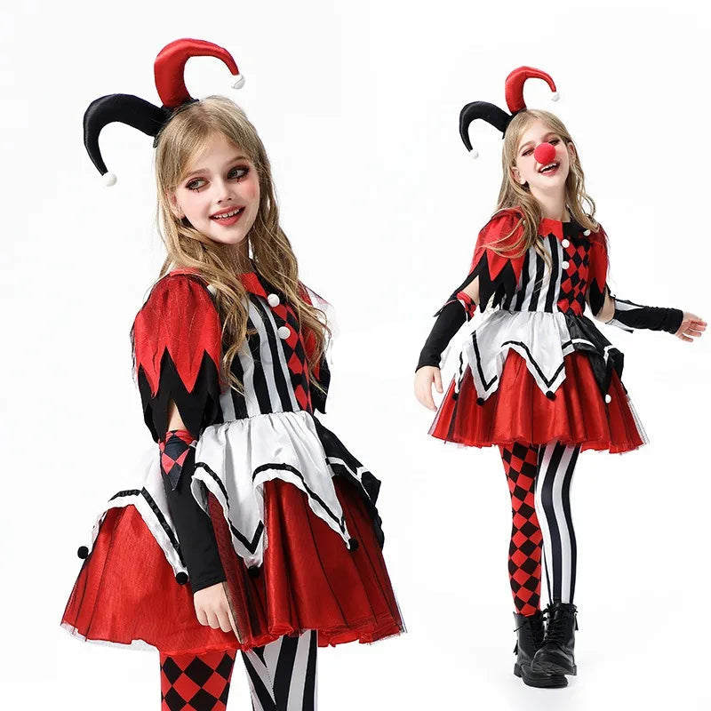 Costume Clown Arlequin Fille rouge