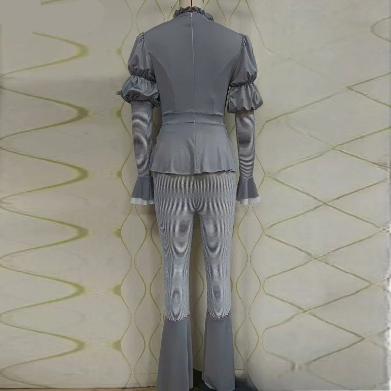 Costume Clown Gris Chic Dos