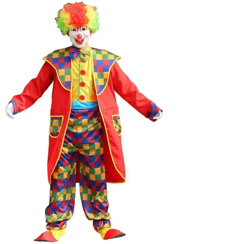 Costume Clown Rouge à Carreaux en Polyester