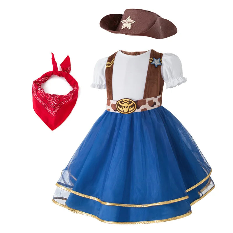 Costume Cowgirl Bleu Enfant stylé