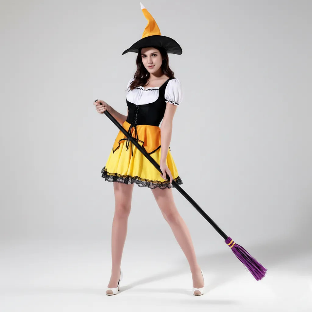 Costume Femme Sorcière à Lacet Unique