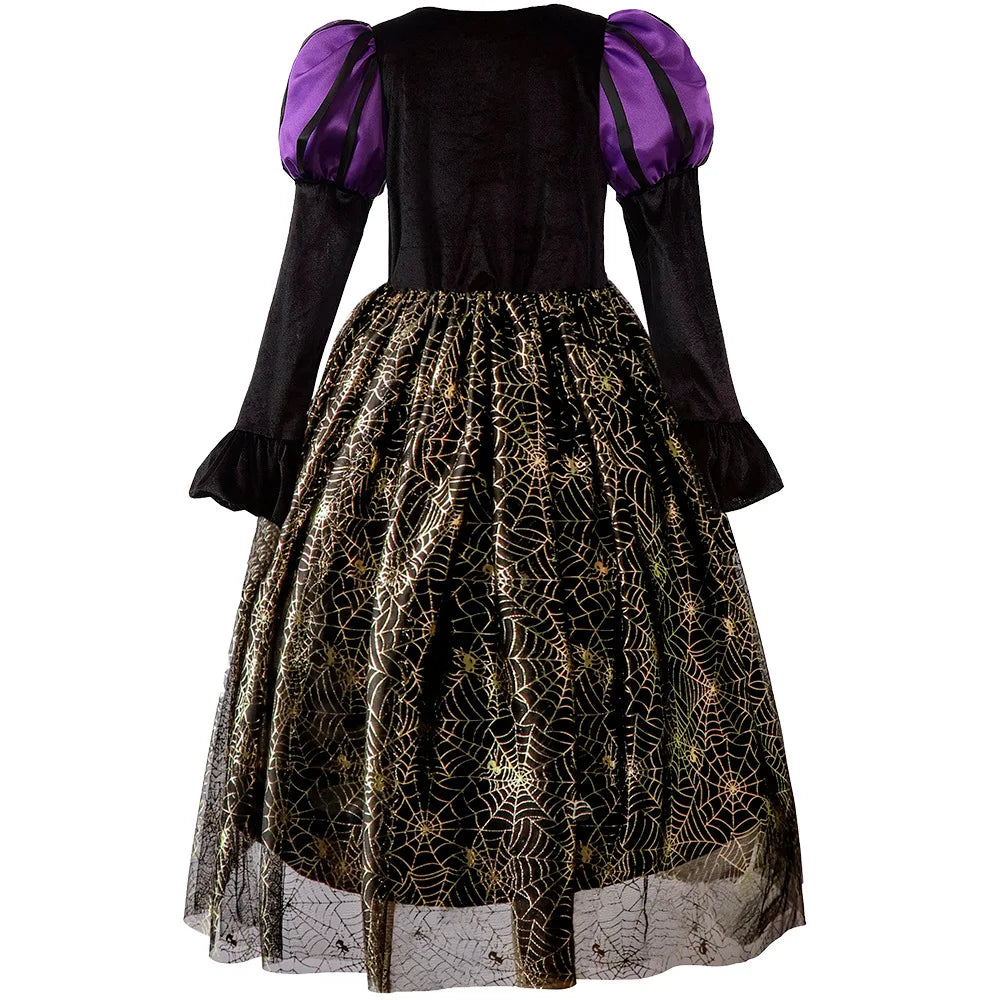 Costume Long de Sorcière Noir et Violet fluide
