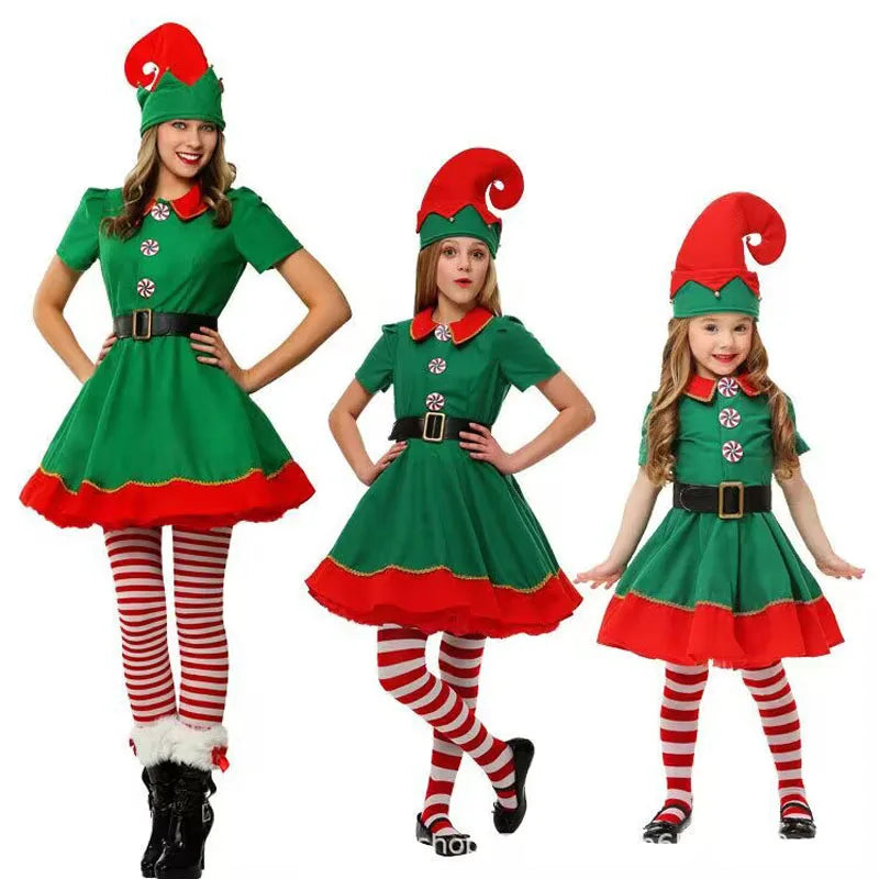 Costume Lutin Vert Noël Fille