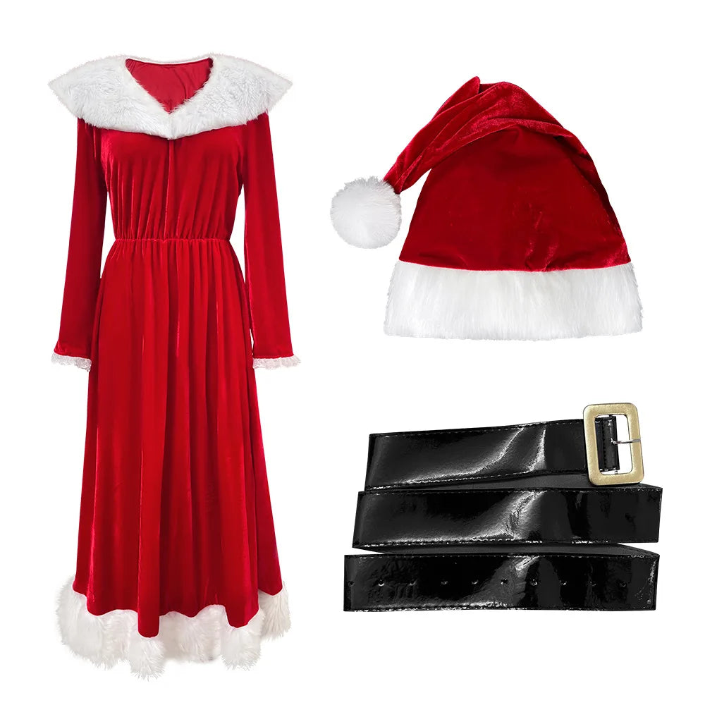 Costume Mère Noël Élégant en Polyester