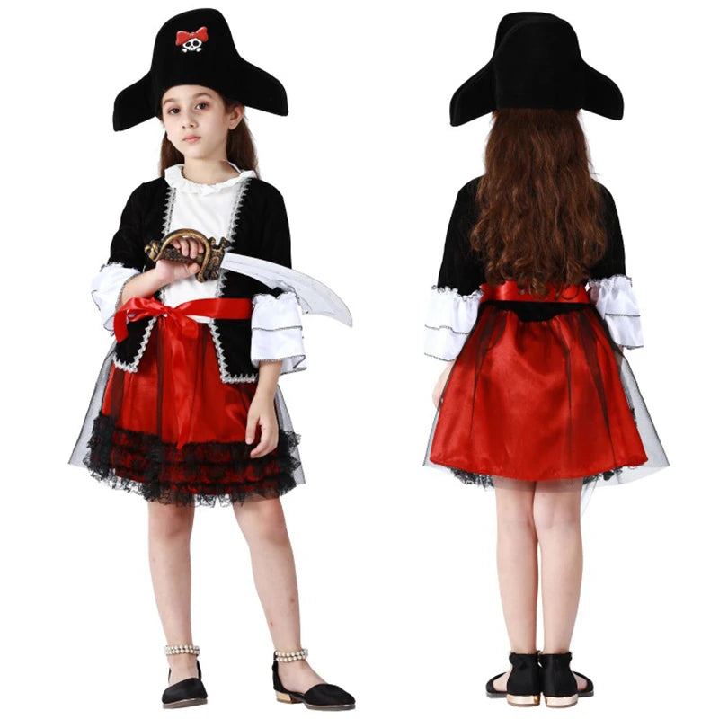 Costume Pirate Fille Noir Et Rouge tendance