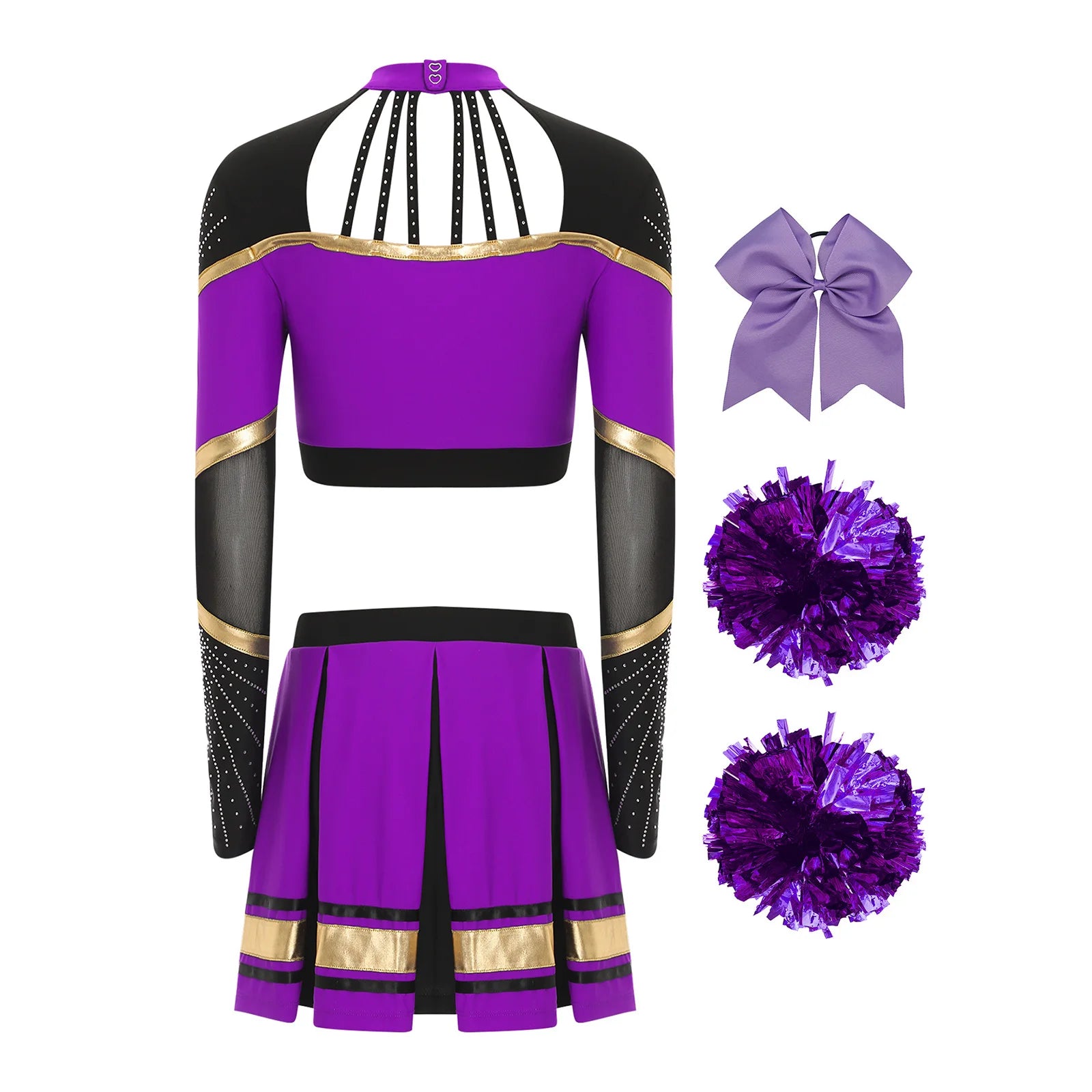 Costume Pompom Girl Bleu à Manches Longues Dos