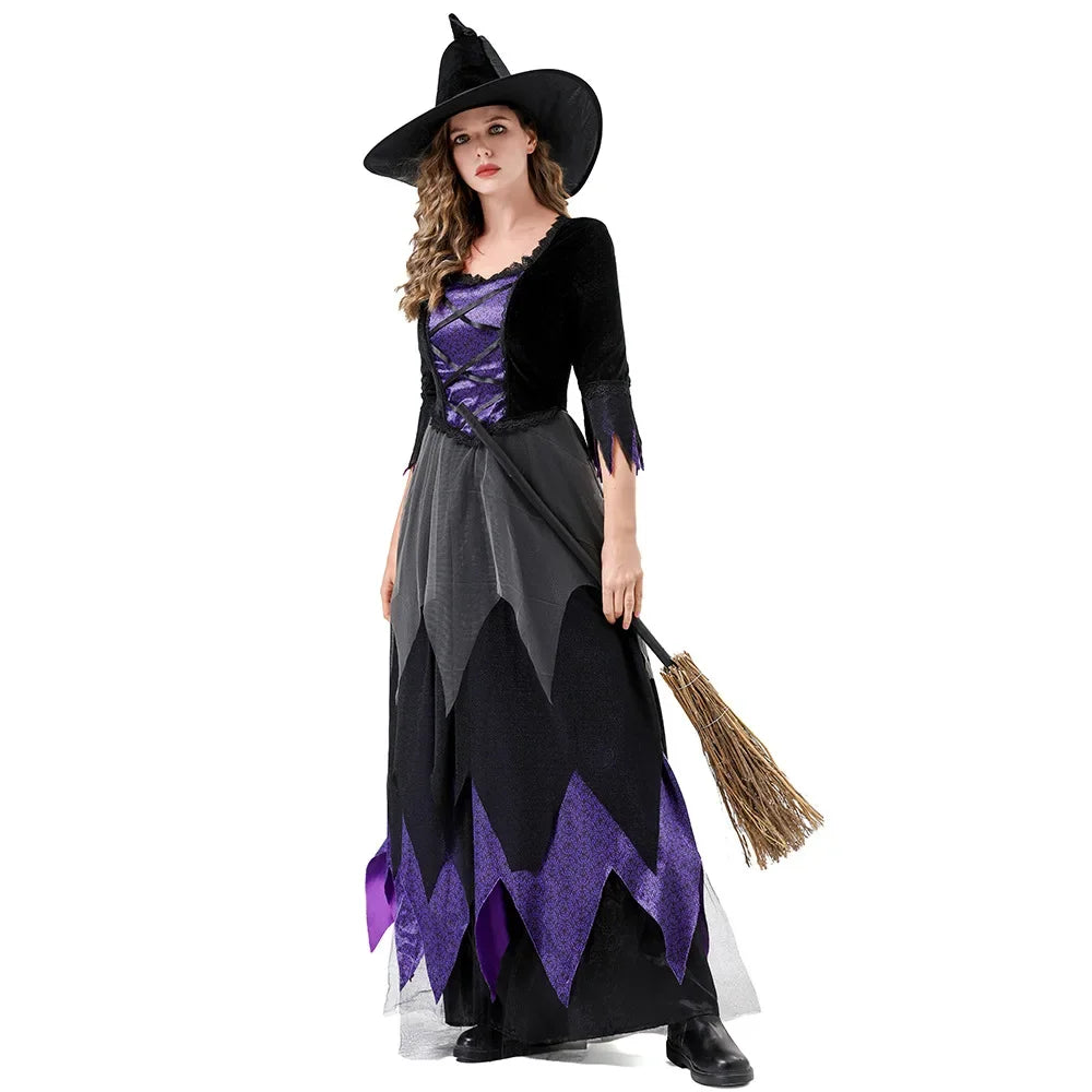 Costume Sorcière Noir et Violet Stylée