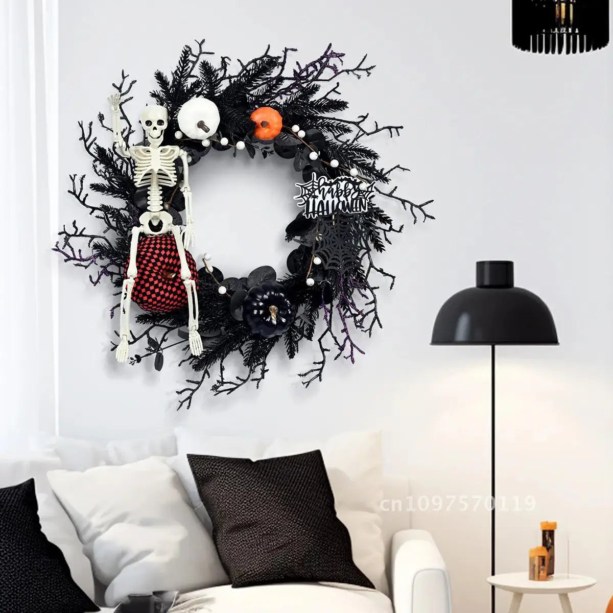 Couronne Halloween Squelette Minimaliste