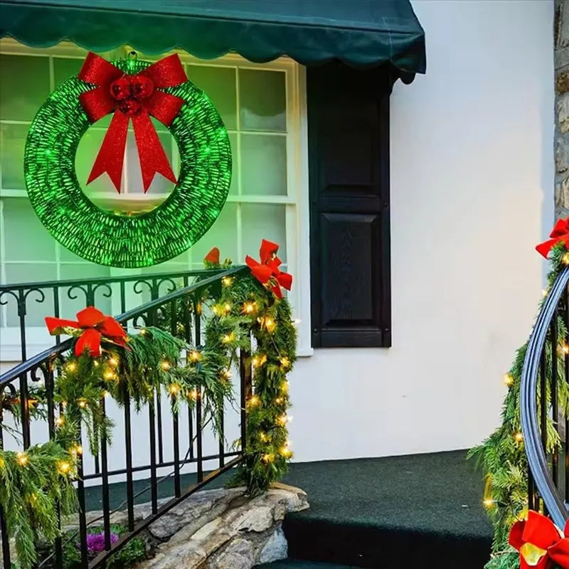 Couronne de Noël Lumineuse Verte Moderne