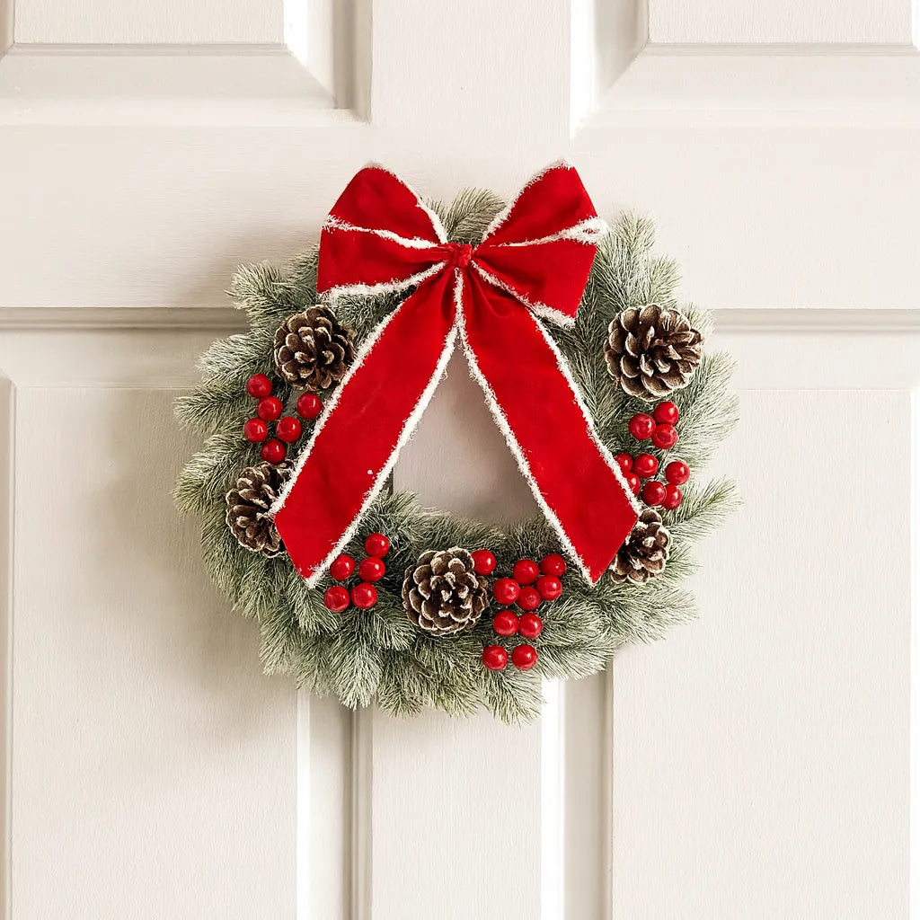 Couronne de Noël Nœud Rouge