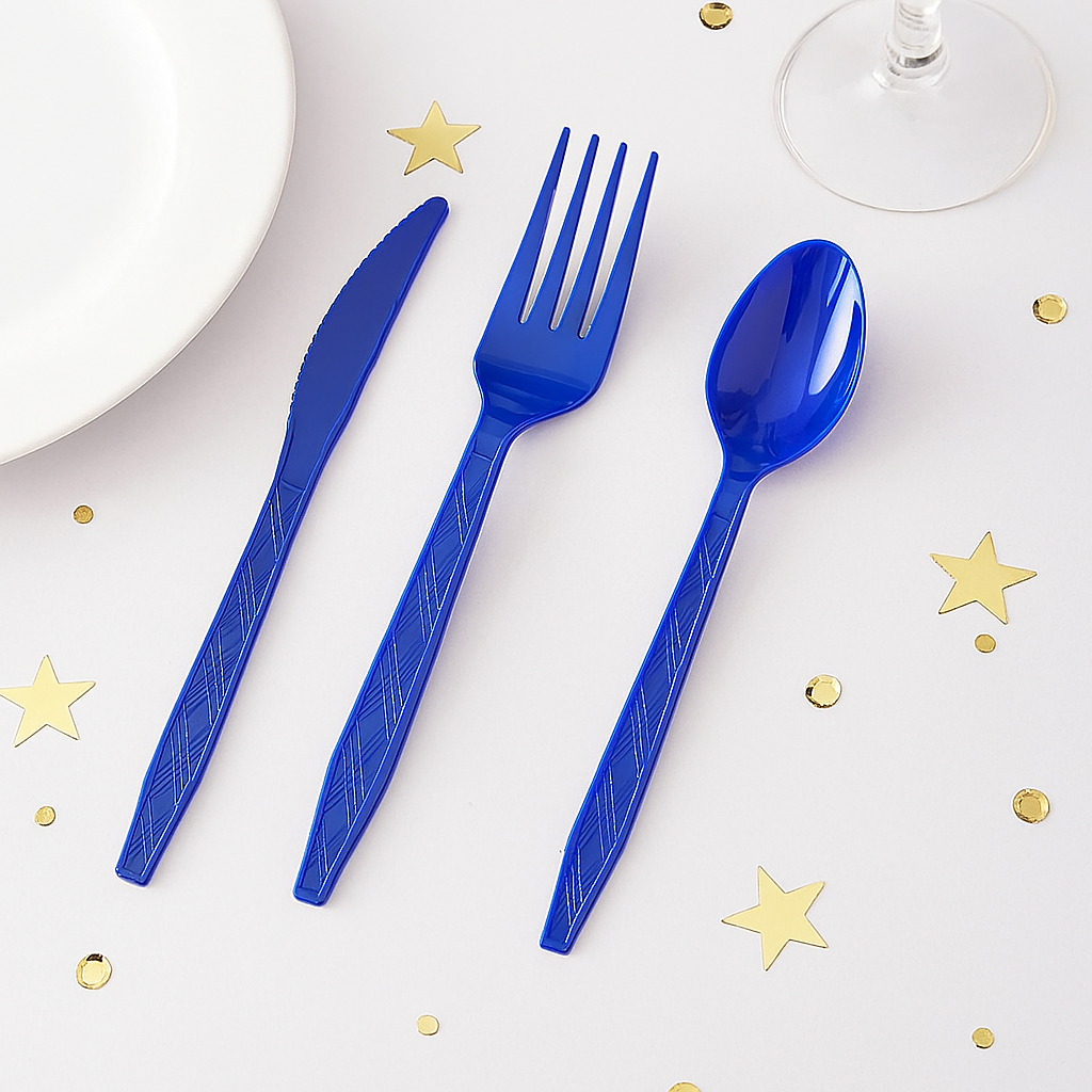 Couverts Jetables Bleus