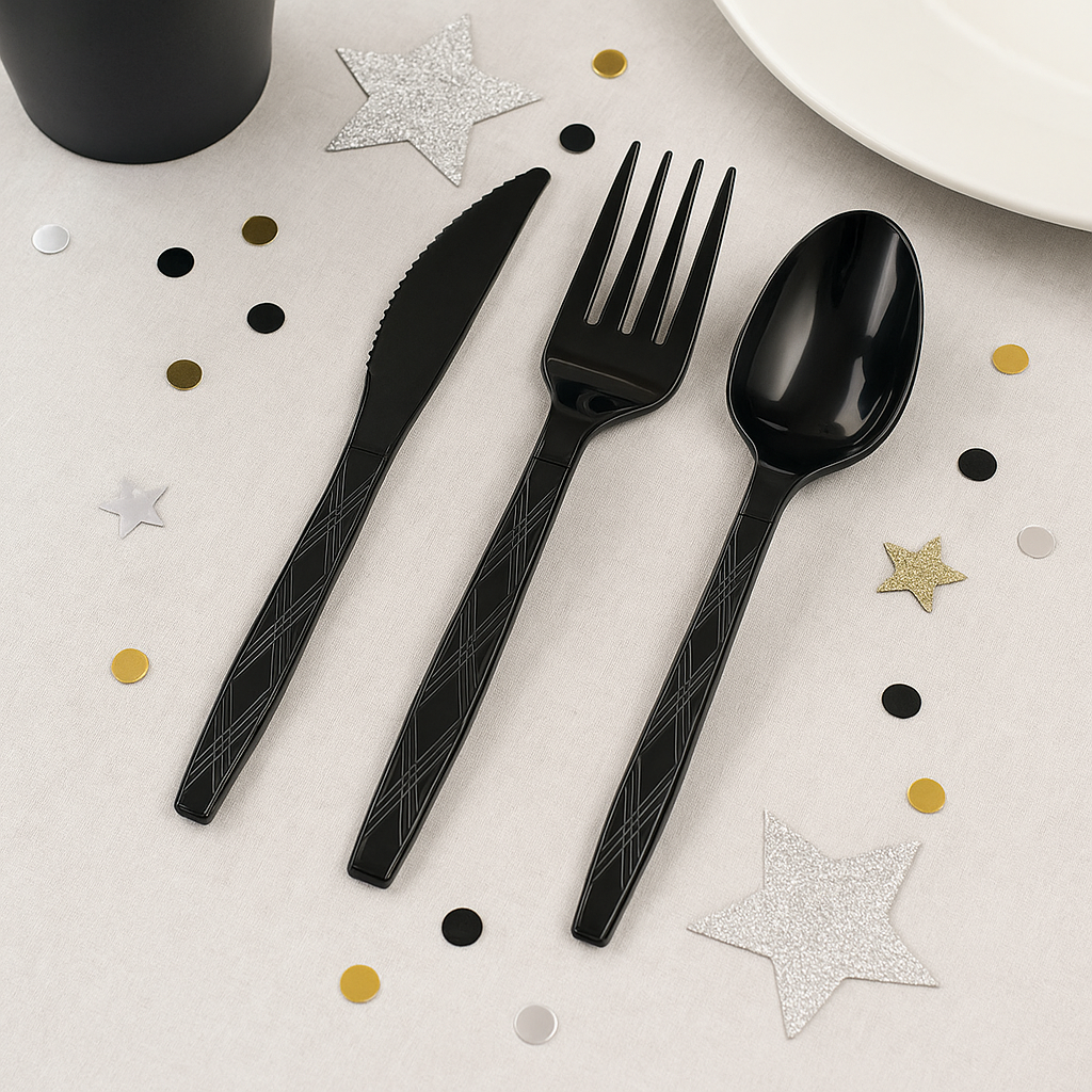 Couverts Jetables Noirs