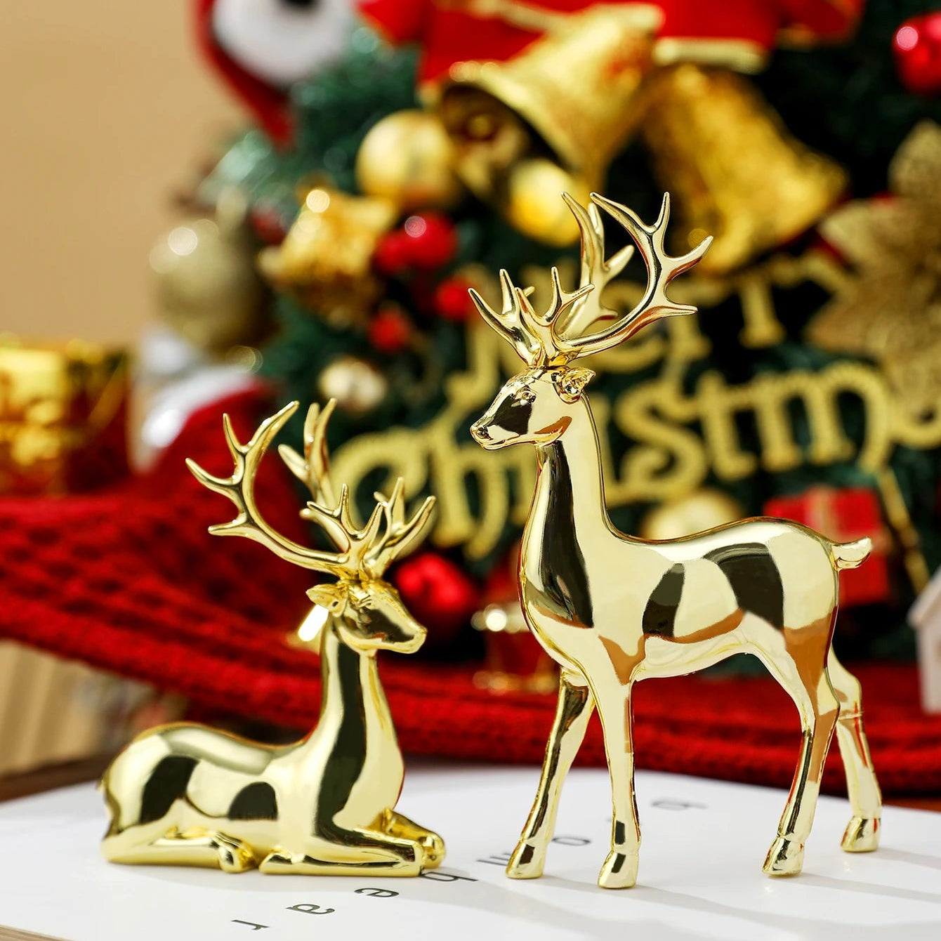 Déco Rennes de Noël Dorés