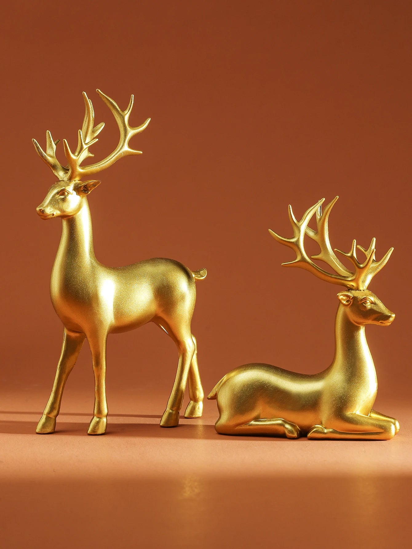 Déco Rennes de Noël Dorés Résine de qualité
