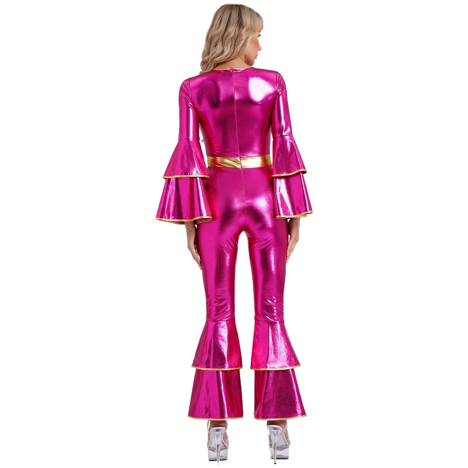 Déguisement Disco Femme Rose Brillant