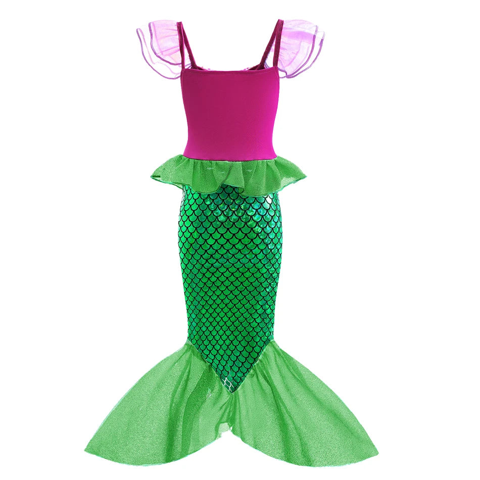 Déguisement Sirène Vert et Rose Dos