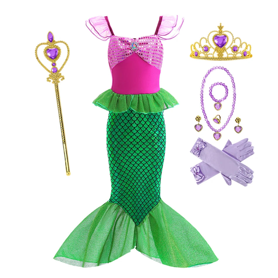 Déguisement Sirène Vert et Rose Ensemble