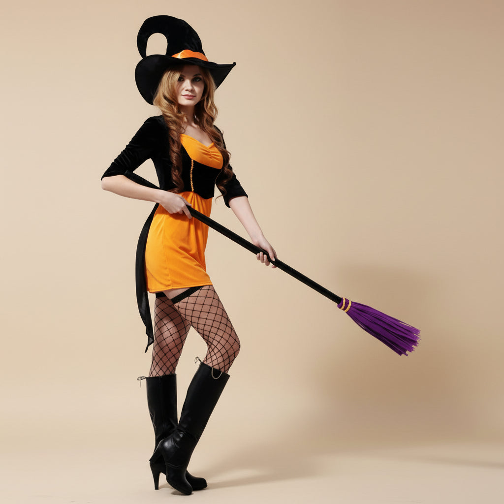 Déguisement Sorcière Orange Femme Stylée