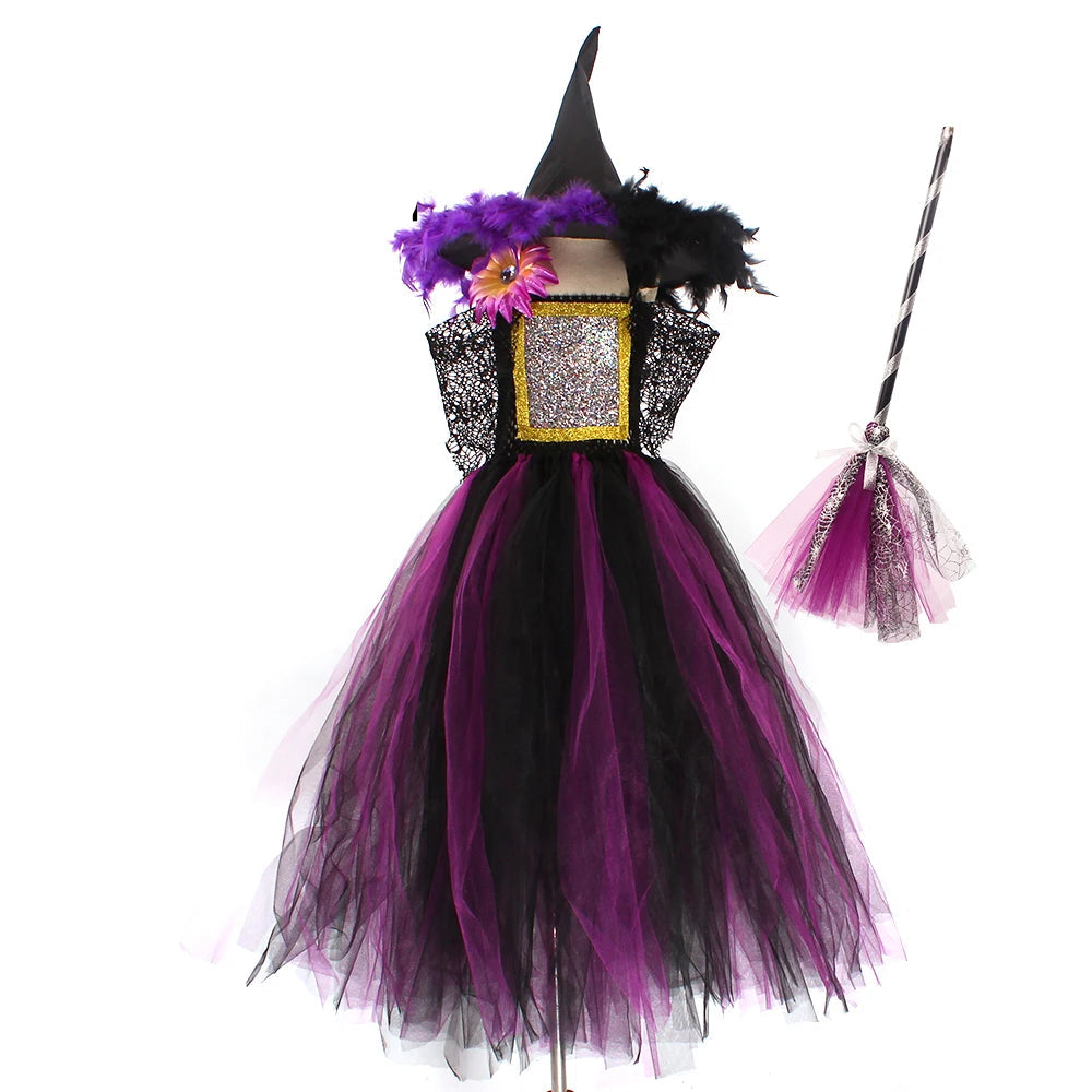Déguisement Sorcière Tutu Violet stylé